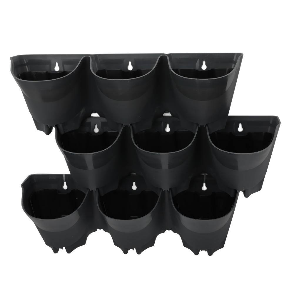 Worth Garden 20 in. L x 7 in. W x 7 in. H Black Plastic 3Pocket Self