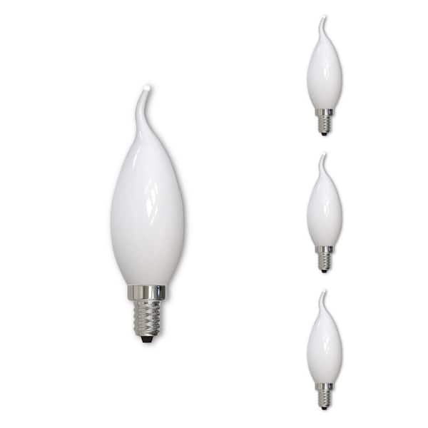 40 - Watt Equivalent Warm White Light CA10 (E12) Candelabra Screw Base Dimmable Milky 2700K LED Light Bulb (4-Pack)