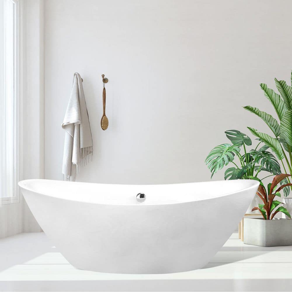 Allegra 71'' White Acrylic Freestanding Soaking Bathtub