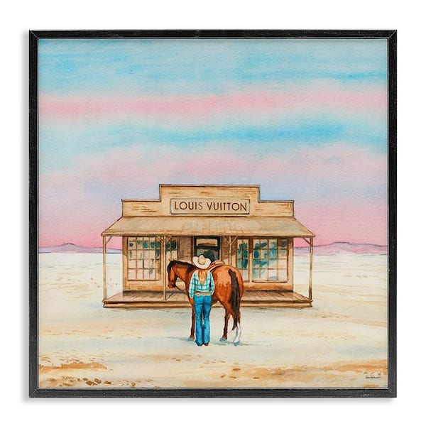 Glam Cowgirl Shopping by Amanda Greenwood Black Framed Nature Giclee Art Print 24 in. x 24 in.