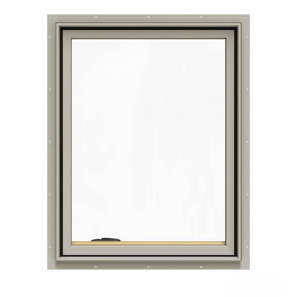JELD-WEN 28.75 in. x 36.75 in. W-2500 Series Desert Sand Painted Clad Wood Left-Handed Casement Window with BetterVue Mesh Screen