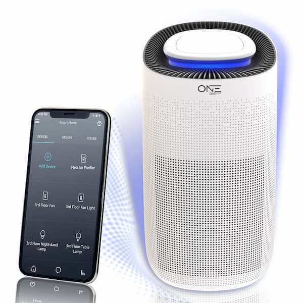 One Smart Consumer Electronics Gear Neo Smart Air Purifier with H13 True HEPA Filter and Air Quality Sensor, Compatible with Google and Alexa, 500 sq ft