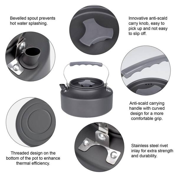 Wudkey 0.9 qt. Portable Camping Kettle, Hard-Anodized Aluminum