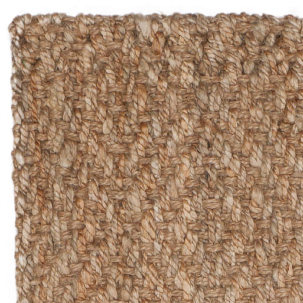 Emory Hand-Knotted Geometric Beige Jute Runner Rug, 2'3" x 6'