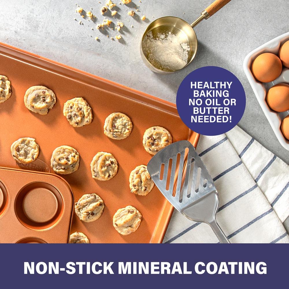 Copper Nonstick Aluminum Cookie Sheet with Ceramic Coating