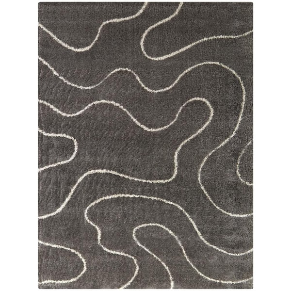 Cafiso Charcoal 8 ft. x 10 ft. Stripe Area Rug