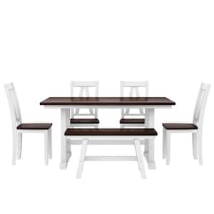 Walnut and White 6-Piece Outdoor Dining Set (Box 1 of 2)
