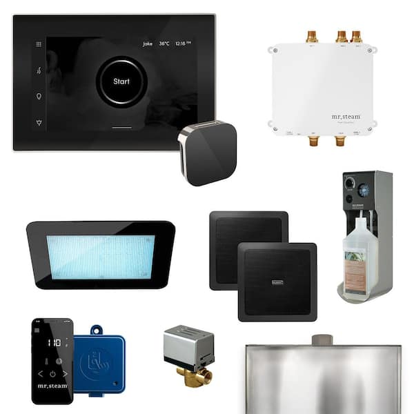 Mr. Steam Bliss Programmable Steam Generator Control Kit with iSteamX Control and Aroma Glass Steamhead in Black Polished Nickel