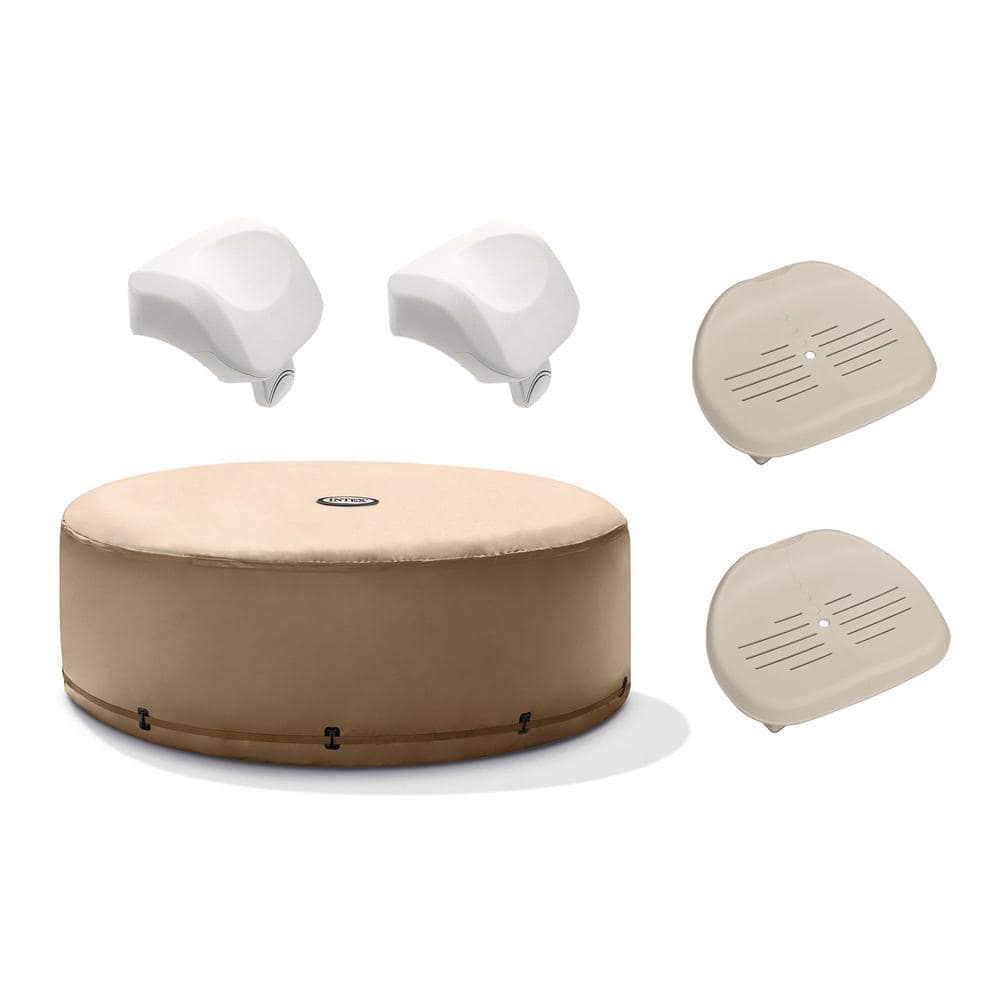 Intex PureSpa Hot Tub Cover with Foam Headrest (2Pack) and Removable