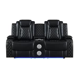 New Classic Furniture Orion 75 in. Black Fabric 2-seater Loveseat with Dual Recliners
