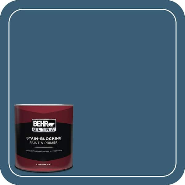 BEHR ULTRA 1 qt. #S490-7 Superior Blue Flat Exterior Paint & Primer