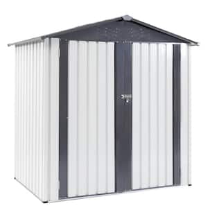 6 ft. W x 4 ft. D Garden Metal Storage Shed, Outdoor Storing Tools Rainproof Hinge Door in Gray White (24 sq. ft.)