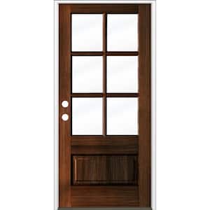 36 in. x 80 in. 3/4 6-Lite with Beveled Glass Red Mahogany Stain Right Hand Douglas Fir Prehung Front Door