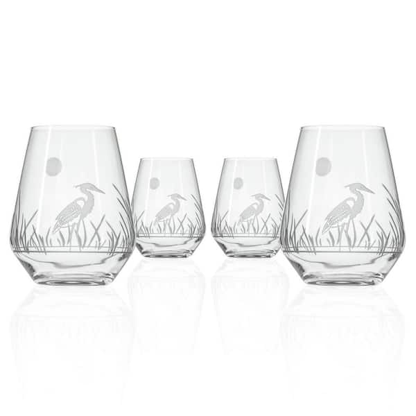 Rolf Glass Heron 18 oz. Stemless Wine Tumbler Glasses - Set of 4