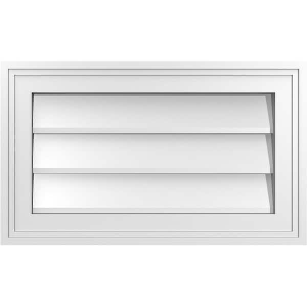 Ekena Millwork 20" x 12" Vertical Surface Mount PVC Gable Vent: Non-Functional with Brickmould Frame