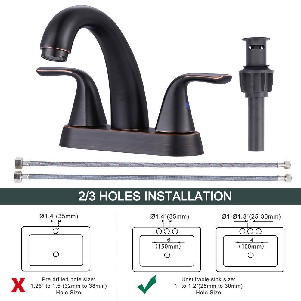 Oil Rubbed Bronze Double Handle High Arc Bathroom Faucet