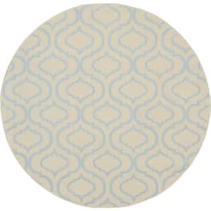 Gray 5 ft. Round Moroccan Power Loom Area Rug