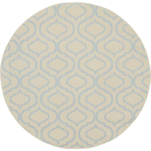 HomeRoots Gray 5 ft. Round Moroccan Power Loom Area Rug