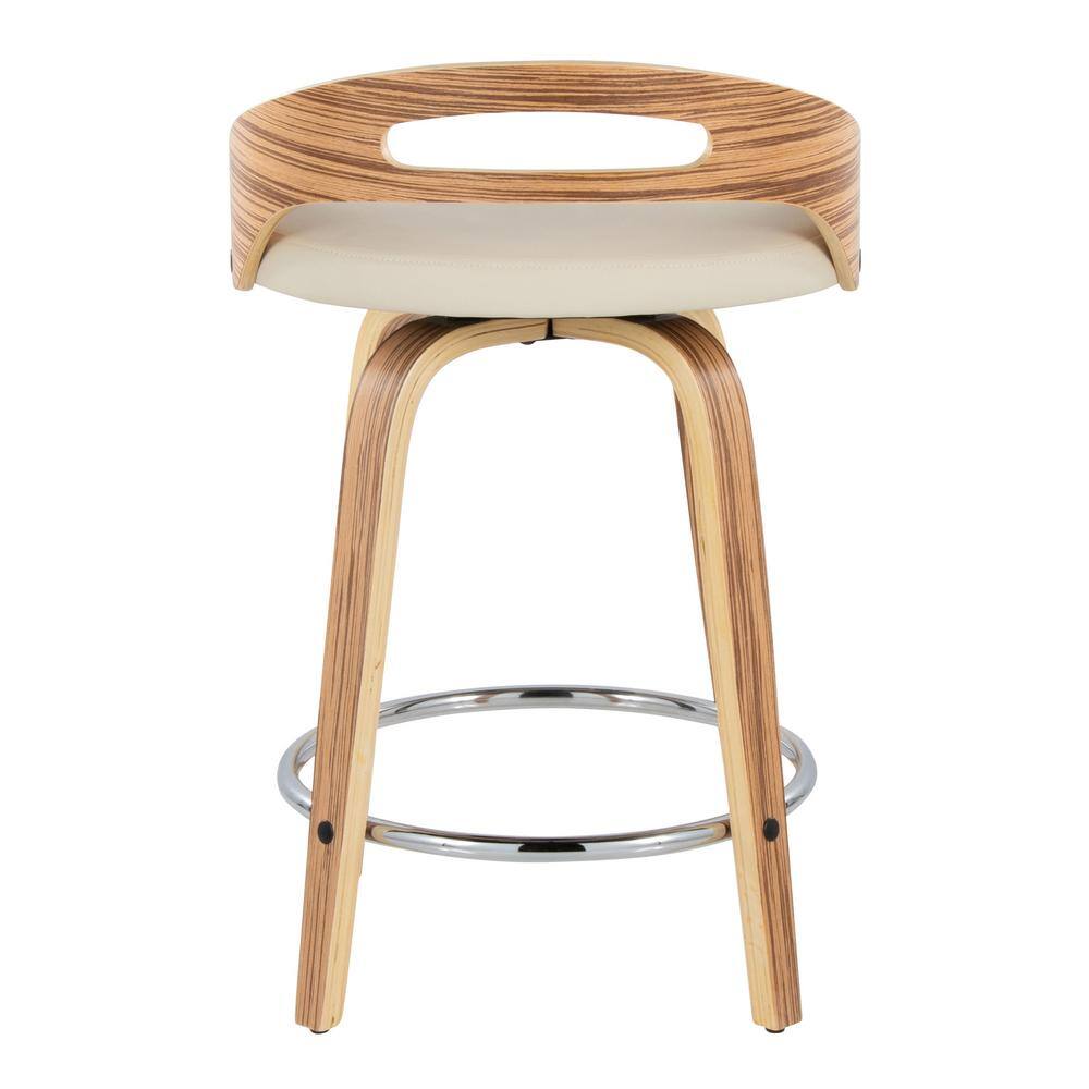 Light Brown Swivel Wood and Metal Counter Stool