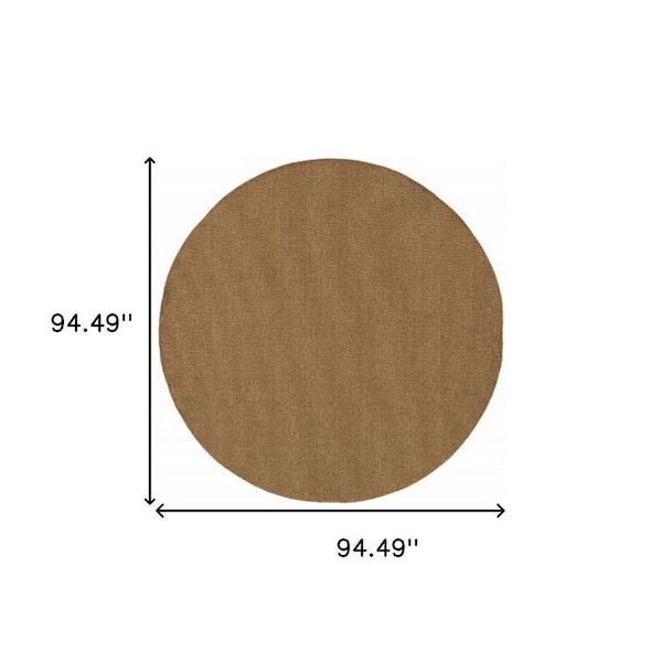 Tan 8 ft. x 8 ft. Loomed Polypropylene Round Indoor/Outdoor Area Rug