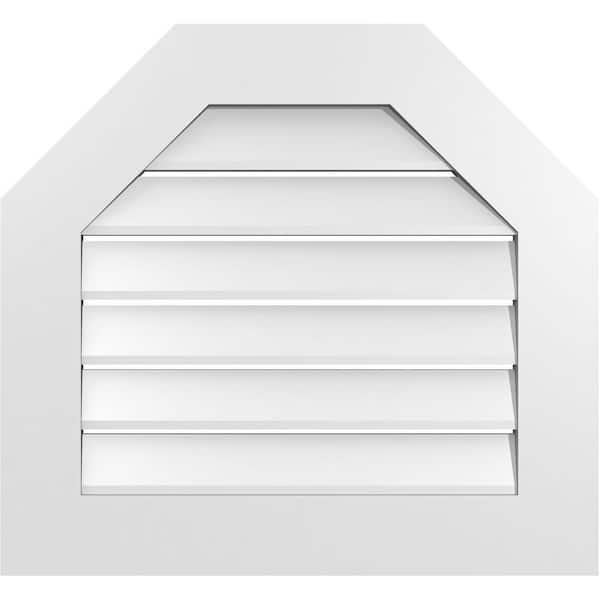 Ekena Millwork 26 in. x 24 in. Octagonal Top Surface Mount PVC Gable Vent: Functional with Standard Frame
