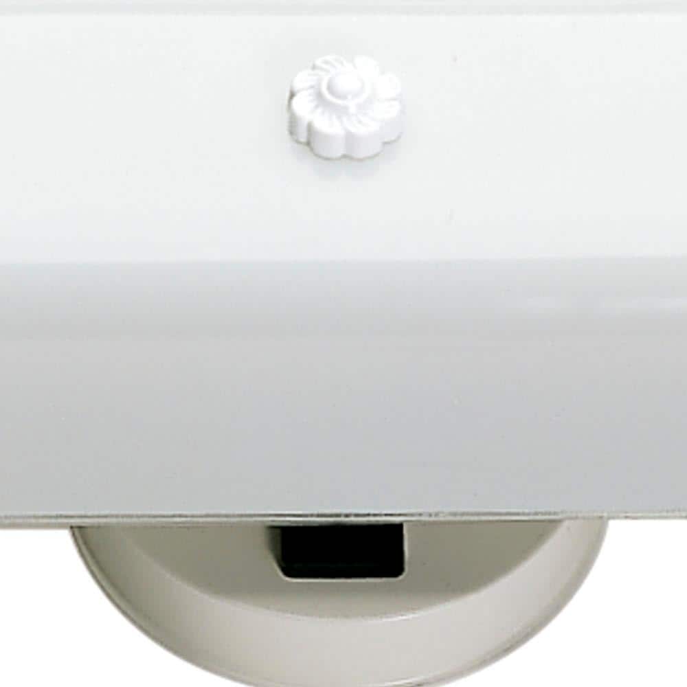 White Metal 14" Vanity Light with Outlet