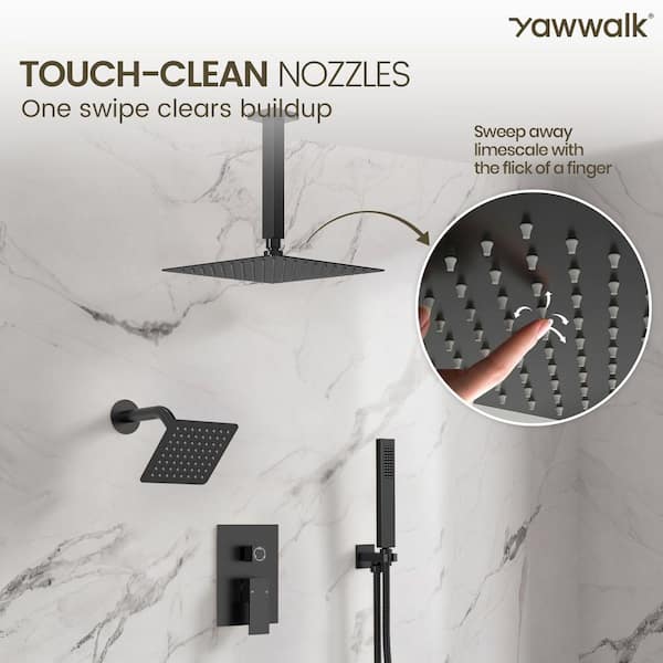 YAWWALK 3-Spray Ceiling Mount 10 and 6 in. Dual Shower Head and