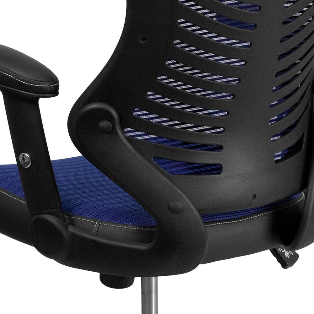 High-Back Blue Mesh Ergonomic Executive Swivel Chair