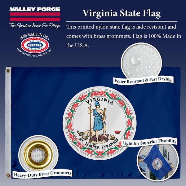 VIRGINIA STATE FLAG 3 X 5 MADE IN THE USA NEW