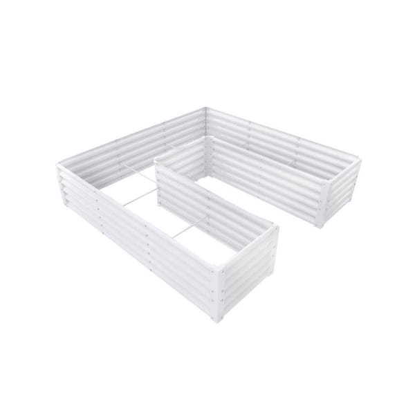 6 x 6 x 1.5 ft White U-Shaped Galvanized Steel Raised Garden Beds for Planting Vegetables Flowers Herb