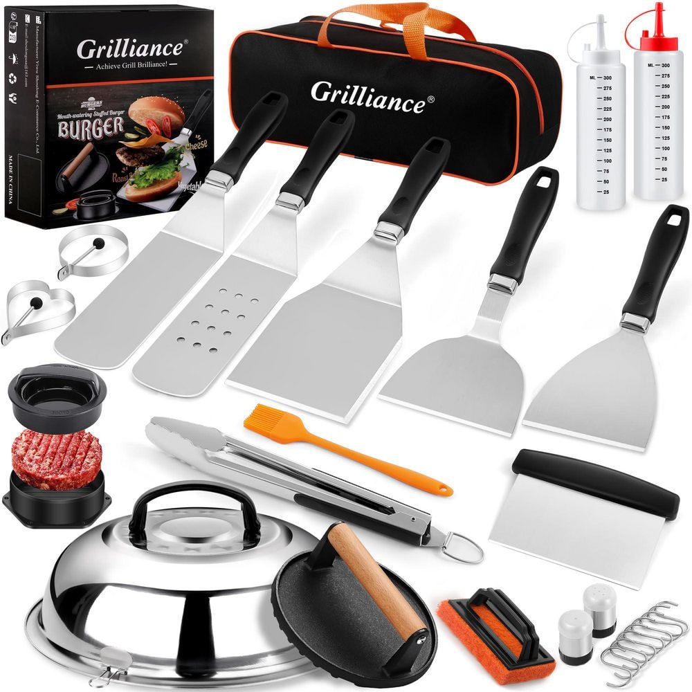 Griddle Accessories Combo with Basting Cover, Burger Press Patty Maker for Outdoor BBQ Teppanyaki (27-Pack) price history on PriceWatchPro
