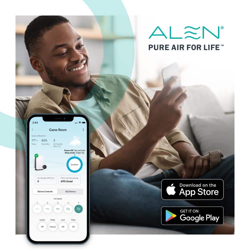 Alen White HEPA Air Purifier with Odor Filter for Large Rooms