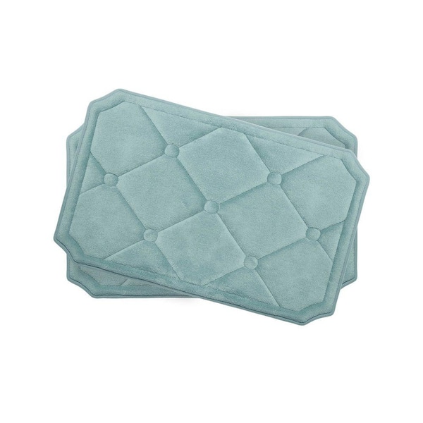 BounceComfort Gertie Aqua 17 in. x 24 in. Memory Foam 2-Piece Bath Mat Set
