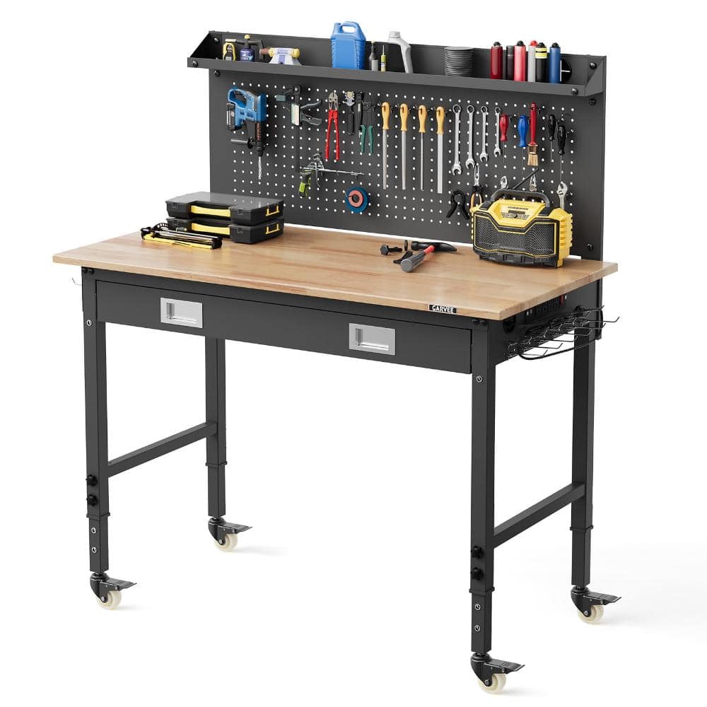 Heavy-Duty Adjustable Workbench with Drawer, Pegboard, Hooks, Back Panel, LED Light, ETL Outlets, 2000 lb Capacity price history on PriceWatchPro