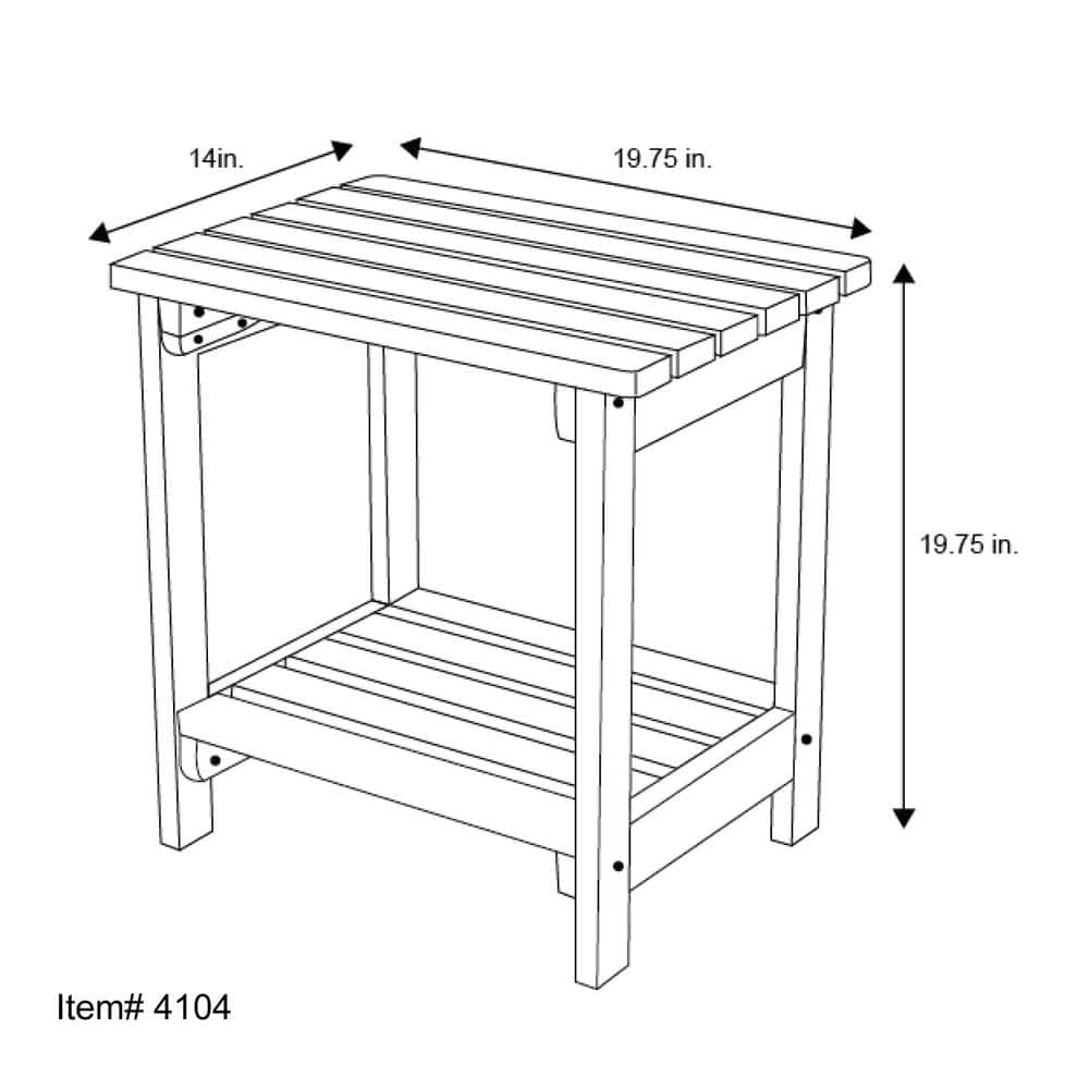 Natural Cedar Rectangular Outdoor Side Table with Shelf