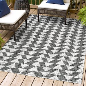 Andratx Modern Tribal Geometric Black/Ivory 5 ft. x 8 ft. Indoor/Outdoor Area Rug