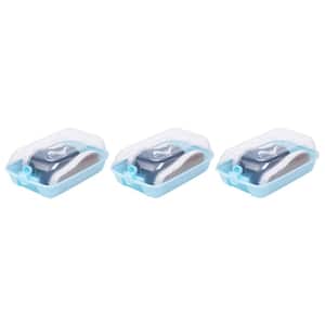 2.0 Gal. 1-Pair of Shoes Plastic Shoe Storage Box Container in Blue with Clear Lid (Set of 3)