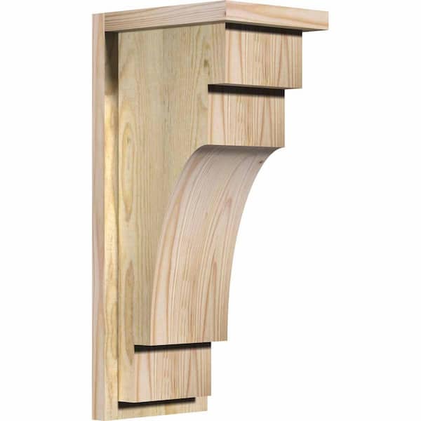 Ekena Millwork 8 in. x 10 in. x 22 in. Douglas Fir Mediterranean Rough Sawn Corbel with Backplate