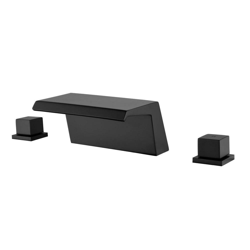 Vara 2-Handle Tub Deck Mount Roman Tub Faucet Geometric 7.09 in. Width Waterfall Spout In Matte Black price history on PriceWatchPro