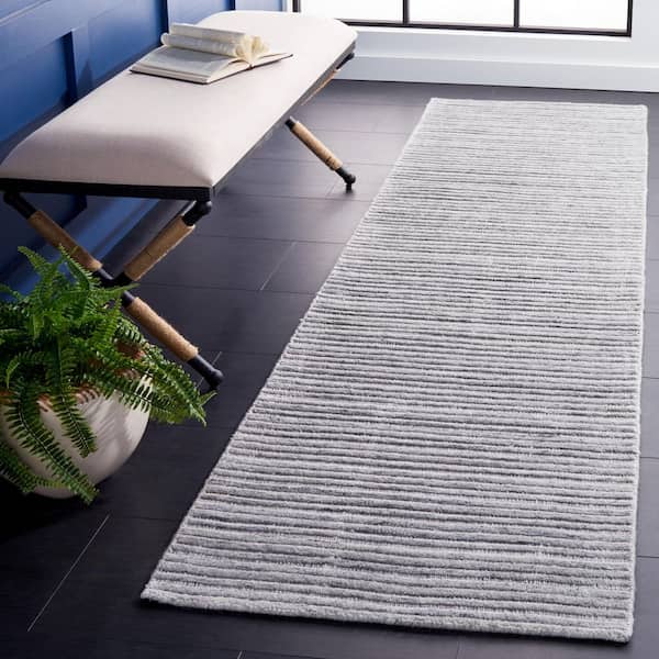 Elements 2 ft. x 9 ft. Gray Striped High-Low Runner Rug