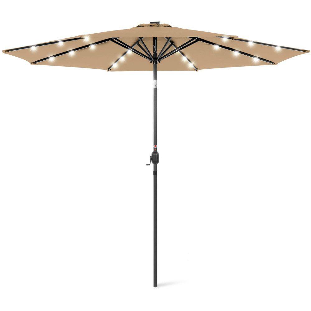10 ft. Steel Market Solar Tilt Patio Umbrella in Tan