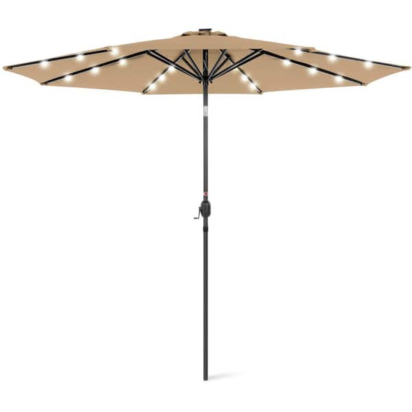 Unbranded 10 ft. Steel Market Solar Tilt Patio Umbrella in Tan