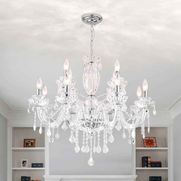 Maxax Atlanta 12-Light Clear Candle Style Traditional Chandelier with Crystal Accents