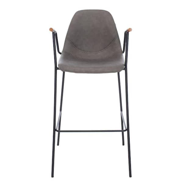Tanner 30 in. Ash/Black Iron High Back Bar Stool