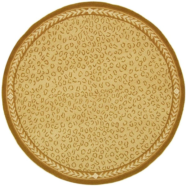 SAFAVIEH Chelsea Ivory 6 ft. x 6 ft. Round Animal Print Area Rug