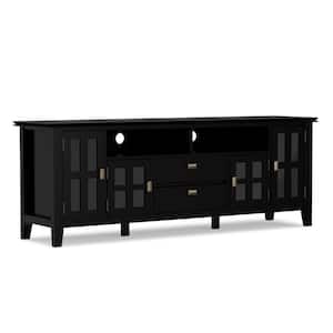 Artisan Solid Wood 72 in. Wide Transitional TV Media Stand in Black for TVs up to 80 in.