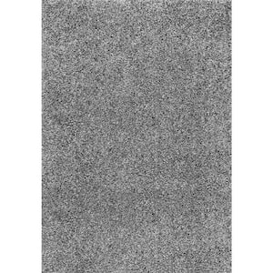 Marleen Plush Shag Gray Doormat 2 ft. x 3 ft.  Contemporary Area Rug