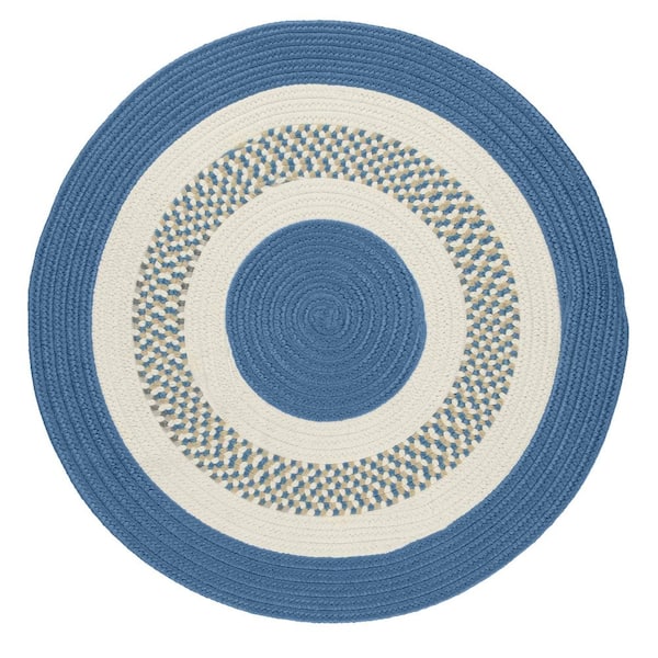 Spiral II Blue Ice 10 ft. x 10 ft. Indoor/Outdoor Patio Round Area Rug