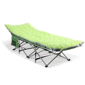Portable Camping Cot with Mattress, Folding Sleeping Cot Heavy-Duty Fold Up Camp Bed, Green