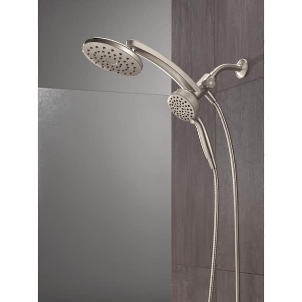 PivotPro ProClean 3-in-1 6-Spray Wall Mount Dual Fixed and Handheld Shower Head 1.75 GPM in Spotshield Brushed Nickel